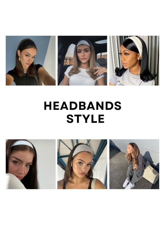 بندانات شعر طقم 3 قطع – أسود، أبيض ونبيتي، قماش ناعم ومرن، مثالية لليوجا والجري والرياضة - Image 5